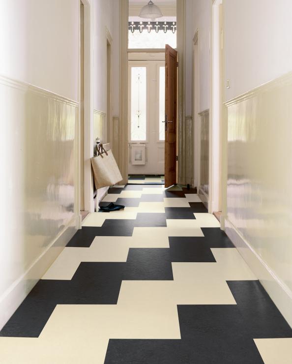 Resilient flooring: linoleum, rubber and cork | Deco - inspiration ... - Use Marmoleum tiles to create a black and white geometric design. Click  tiles from Ã‚Â£