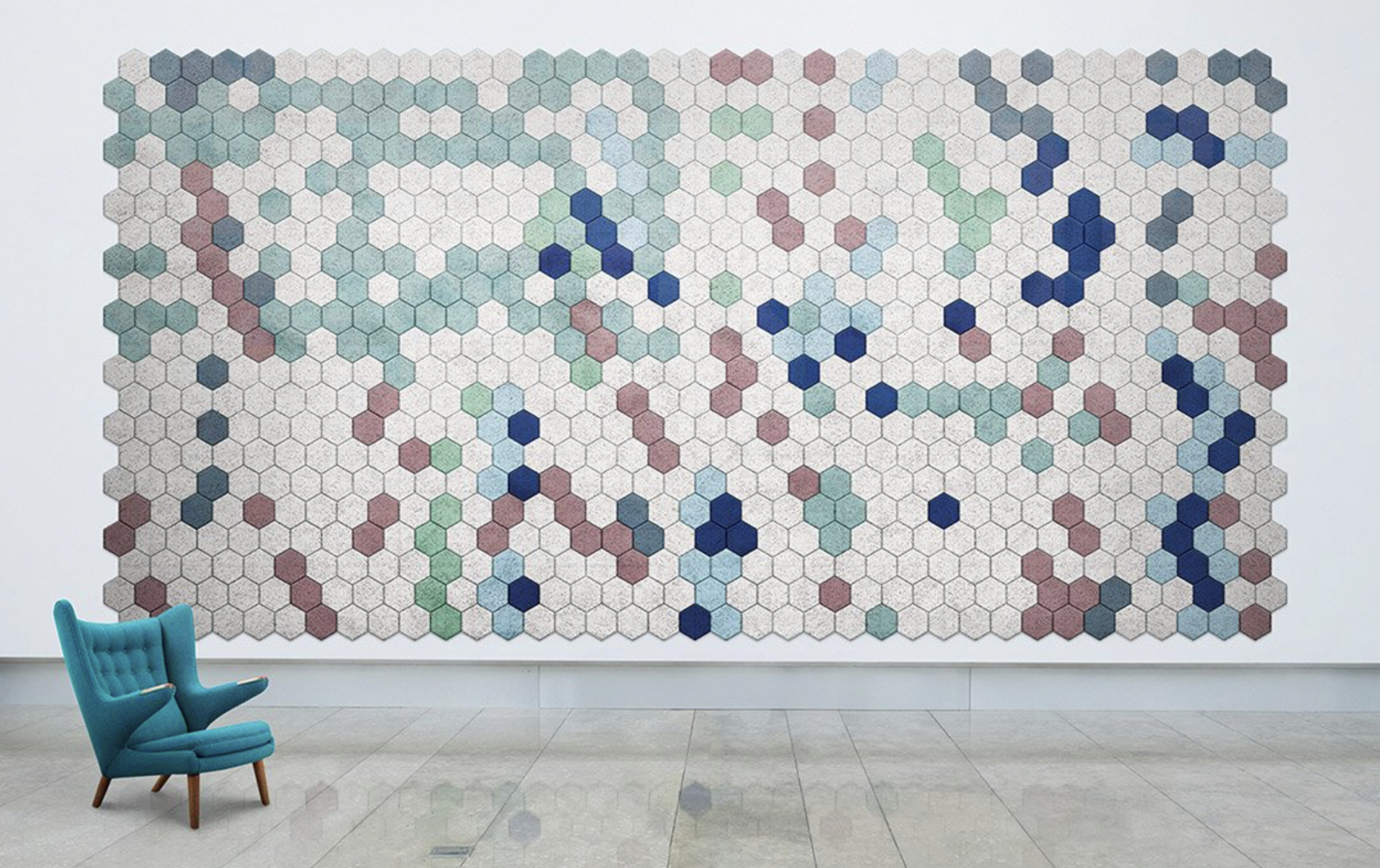 Sweden's Baux makes acoustic tiles in funky shapes and colours. Good if you live in a flat and want to dampen noise. Recycled content, recyclable product Sweden's Baux makes acoustic tiles in funky shapes and colours