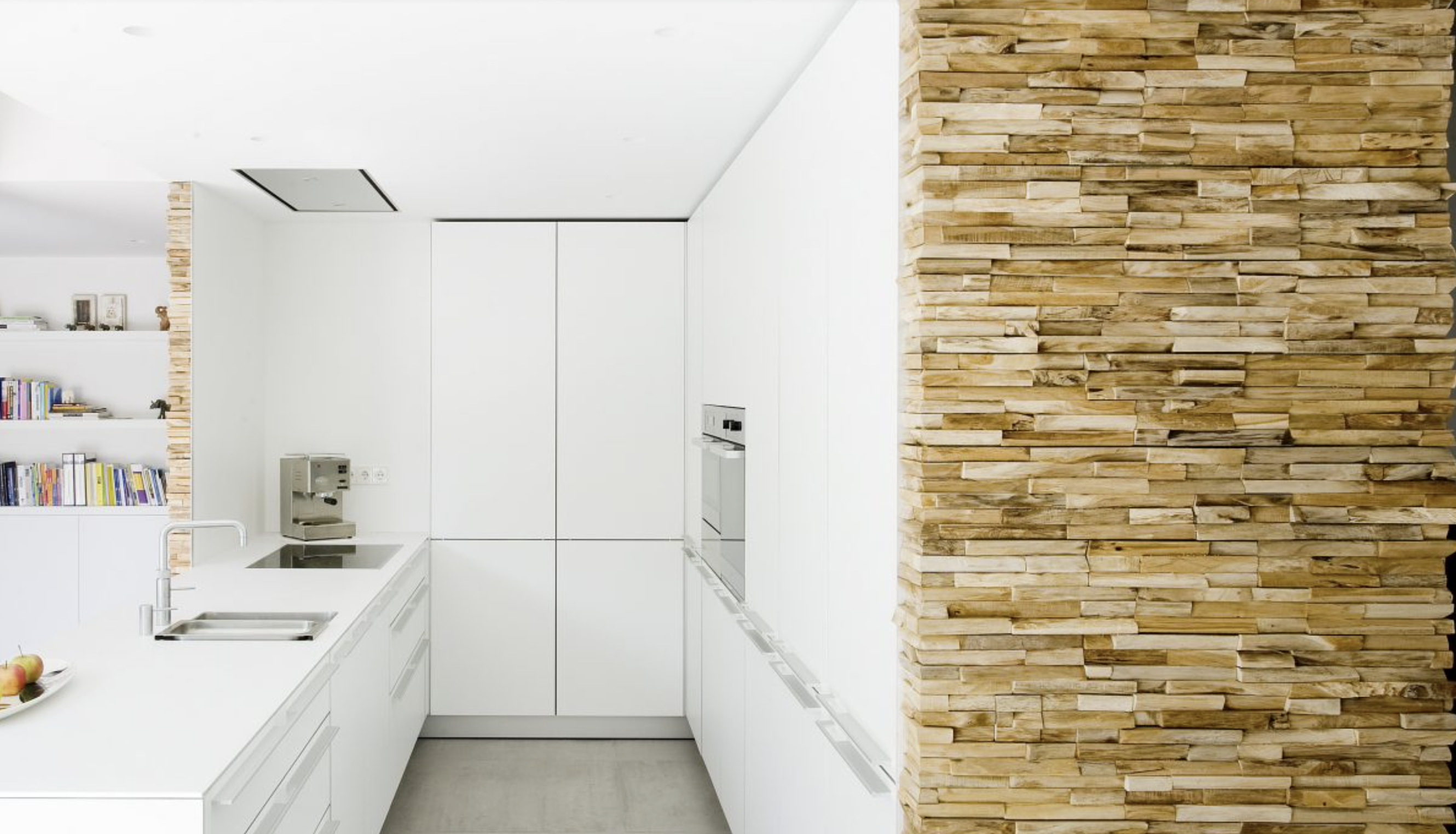 Choose reclaimed wood wall cladding from uber trendy Wonderwall Studios. Lots of woods and configurations. Pricey but eco and high impact. Insulating too Choose wood cladding from uber trendy Wonderwall Studios. Lots of woods and configurations. Pricey