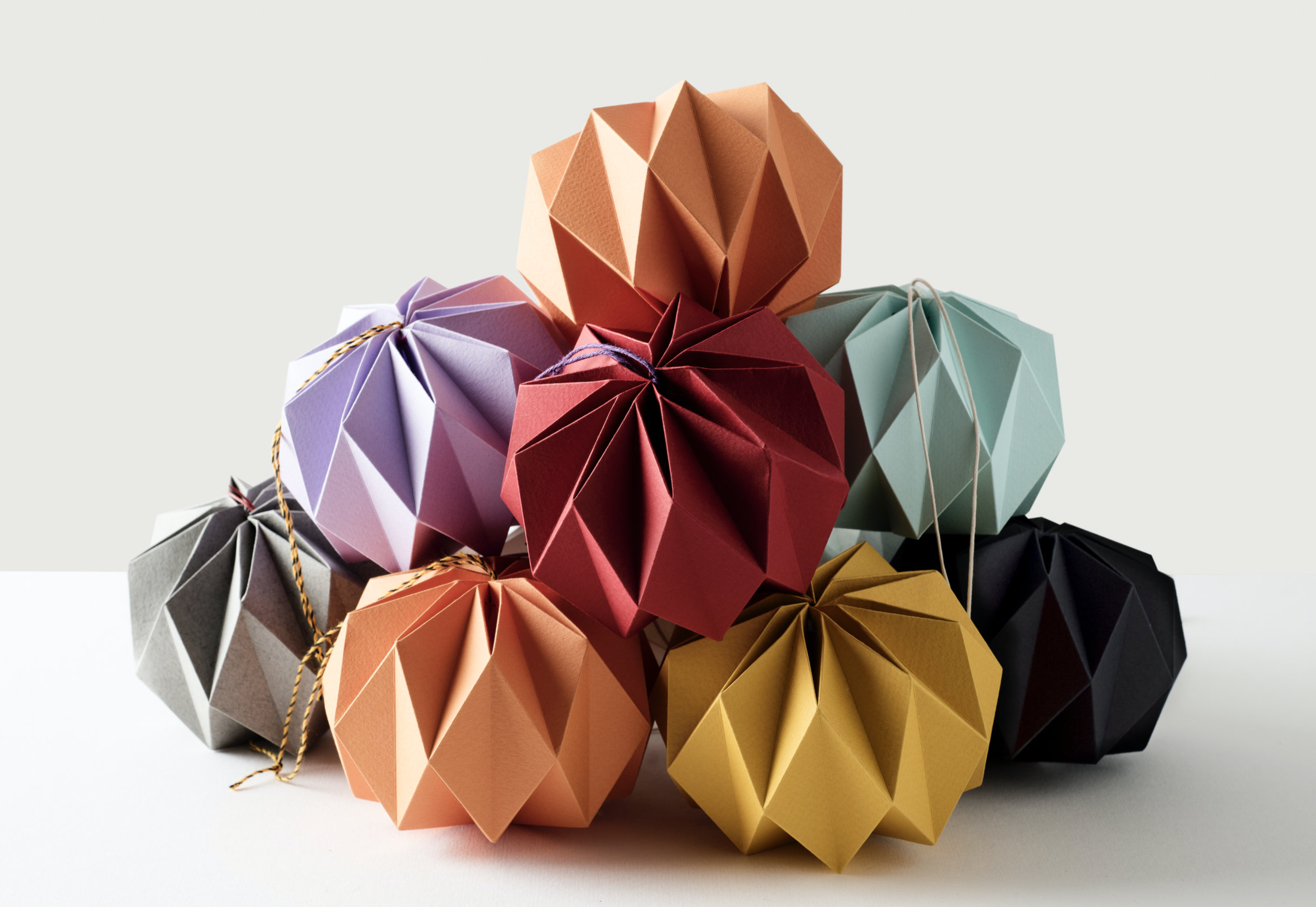 hand folded paper baubles Kate Colin Design hand folded paper baubles Kate Colin Design