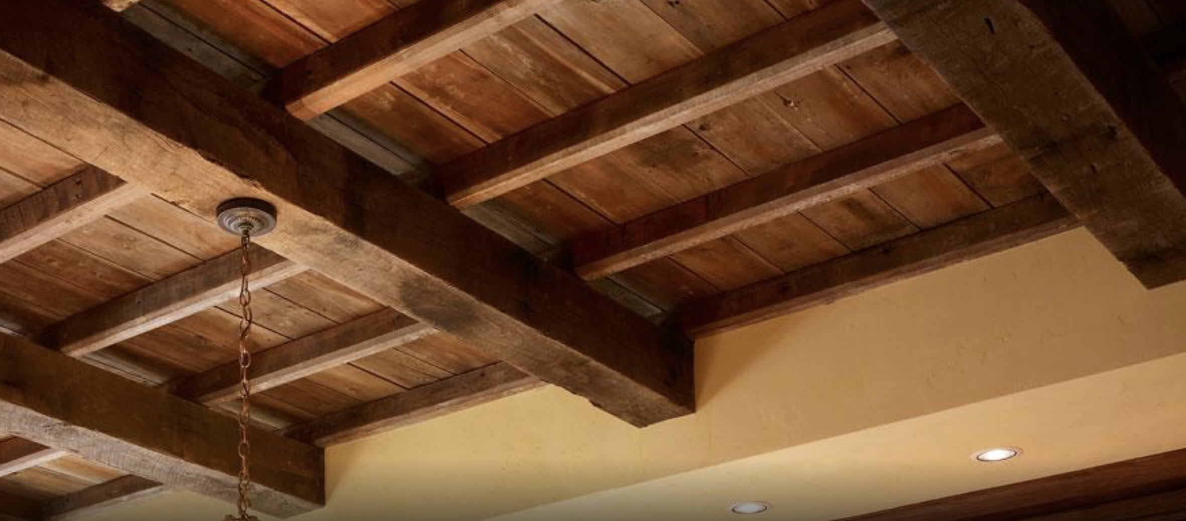 Exposed wood beams