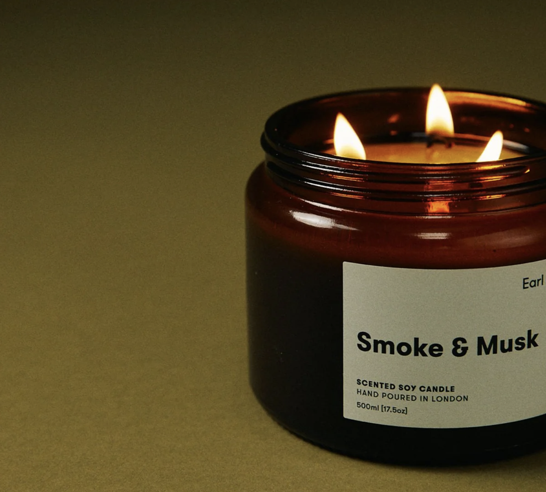 Smoke and Musk candle from Earl of East,is made from soy wax and costs £50 Smoke and Musk candle from Earl of East, soy wax, £50