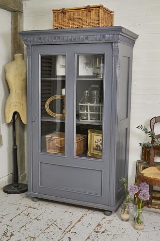 Grey painted shabby chic linen cupboard