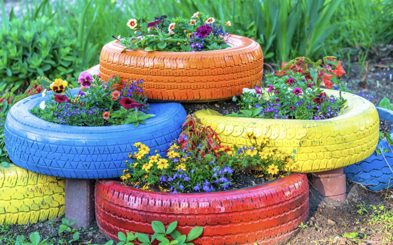 Old tyres can be upcycled into planters